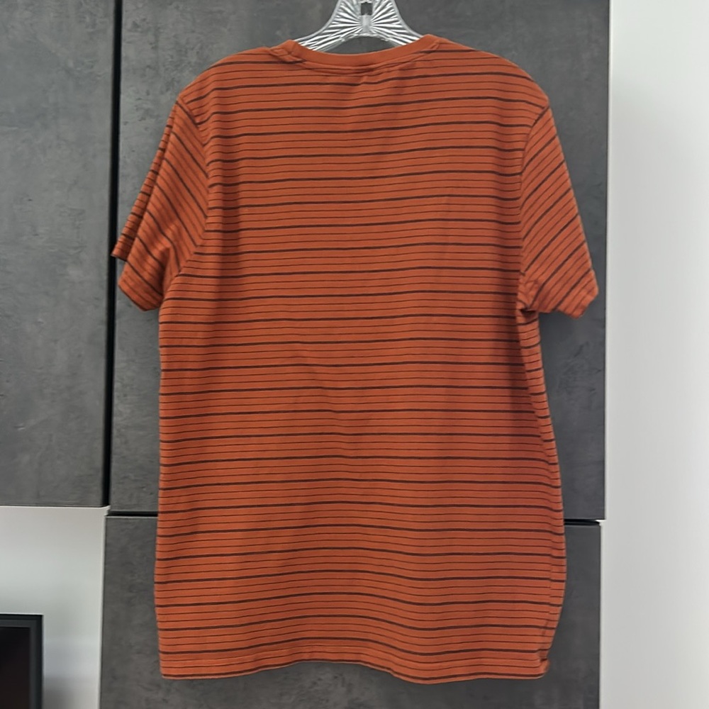 Ben Sherman Rust Striped Tee men’s size Large 100% cotton Orange crewneck shirt - Picture 2 of 9